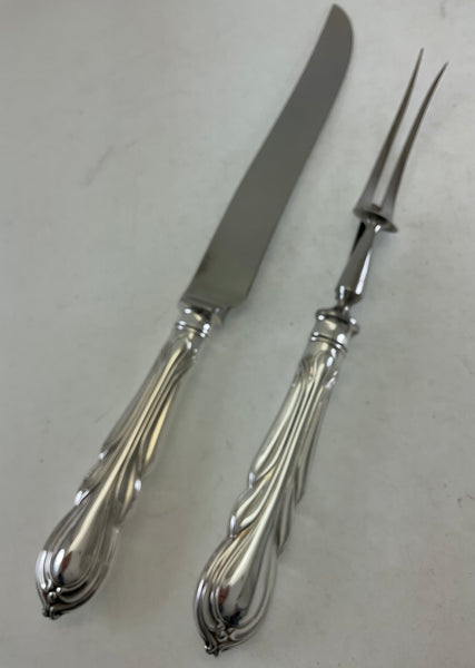 Silver Plated Pair Carving Set, Carving Fork & Carving Knife, Lily.