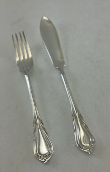 Silver 12 Pair Fish Eaters, Fish Forks &amp; Fish Knives,&nbsp;Lily.