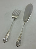 Silver Plated Pair Fish Servers, Fish Serving Fork & Fish Serving Knife, Lily.