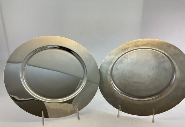 A Pair Silver Round Platters Plain, 12 In.