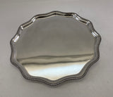 Silver Scalloped Edge Salver , Gadroon Mount 10 in.