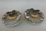 Pair of shell shaped silver plate Sweet dishes on ball feet