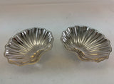 Pair of shell shaped silver plate Sweet dishes on ball feet