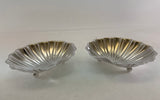 Pair of shell shaped silver plate Sweet dishes on ball feet