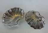 Pair of shell shaped silver plate Sweet dishes on ball feet