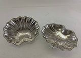 Pair of shell shaped silver plate Sweet dishes on ball feet