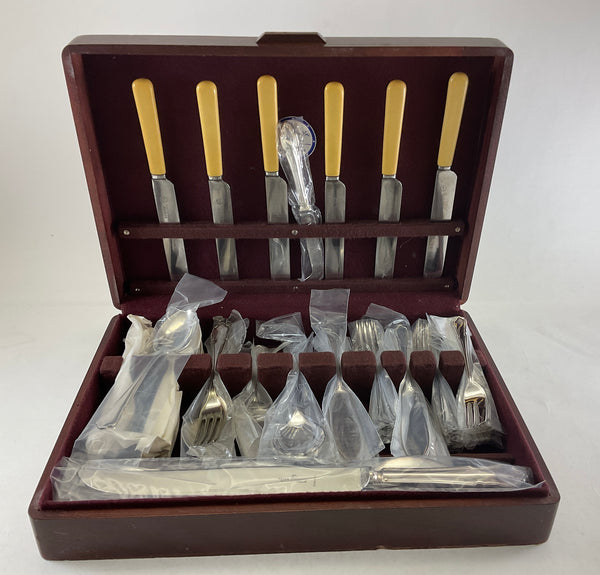 A Silver Cutlery Set of 64 Pieces, Dubarry with Antique Sheffield Dinner Knives
