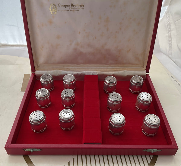 Set of 12 Individual Salt Shakers, Barrel Shape.
