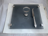 Square Cheese Tray/Board - Plateau à Fromage  with Silver Cheese Knife Set.