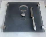 Square Cheese Tray/Board - Plateau à Fromage  with Silver Cheese Knife Set.