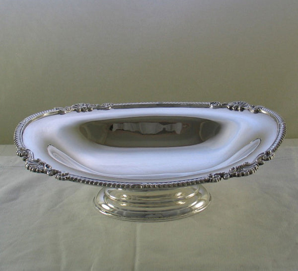 Silver Oval Fruit Dish with Gadroon & Shell Applied Border