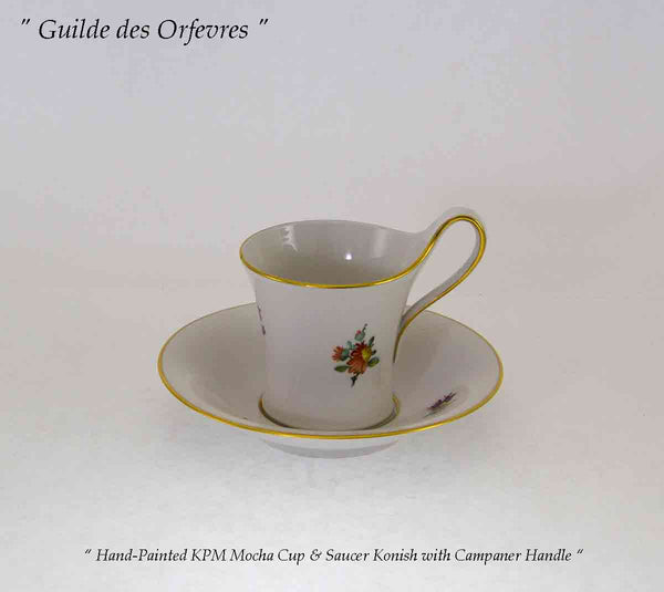 KPM Mocha Cup & Saucer, Konish Cup with Campaner Handle