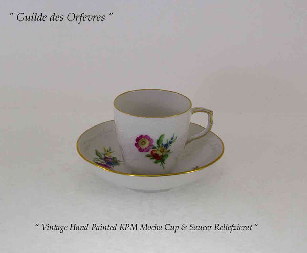 KPM Mocha Cup & Saucer, Multi Color Meadow Flowers