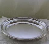 Silver Oval Platter 18 in. with Bead Pattern, Applied Border