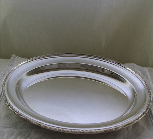 Silver Oval Platter 16 in. with Gadroon, Applied Border