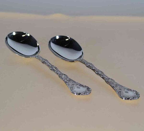 Wonderful Sterling Silver Pair Soup Spoons, Demidoff