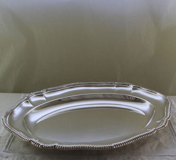 Silver Oval Shaped Platter 17 in.with Running Gadroon Applied Border