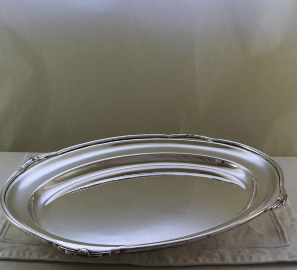 Silver Oval Platter 22 in. with Jubilee, Patented Applied Border