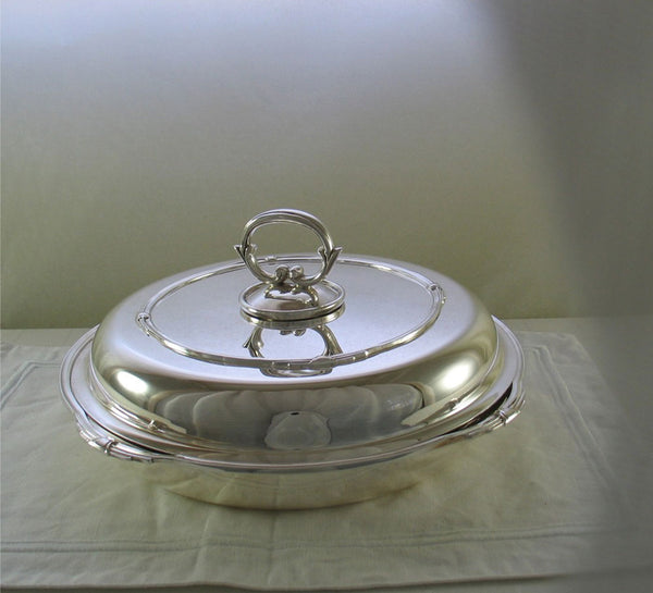 Silver Vegetable Dish & Cover 12 in. with Jubilee, Patented Applied Border