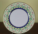 Hand-Painted European Dessert Plate, Reeds on Yellow Fond with Lappis Lazuly