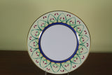 Hand-Painted European Dinner Plate, Reeds on Yellow Fond with Lappis Lazuly