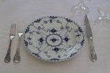 Blue Fluted Full Lace Dinner & Dessert Plates Blue Decoration, Pierced Border