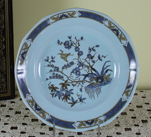 Collectors European Dinner Plate, Far Eastern Decoration, Blue Tones