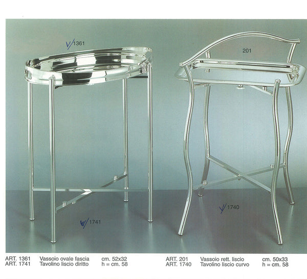 Silver Collapsible Stand & (2) Two Round Trays