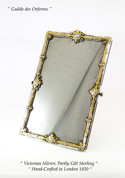 Sterling Silver, Partly Gilt Victorian Mirror