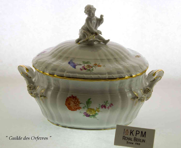 KPM Hand-Painted Soup Tureen with Lid, Oval Body