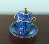 Collectors Serpent Handles Cup with Lid & Saucer, Marbled Green