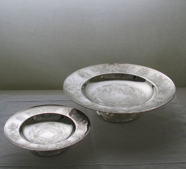 Silver Fruit & Sweet Dishes Round 6 & 9” Embossed