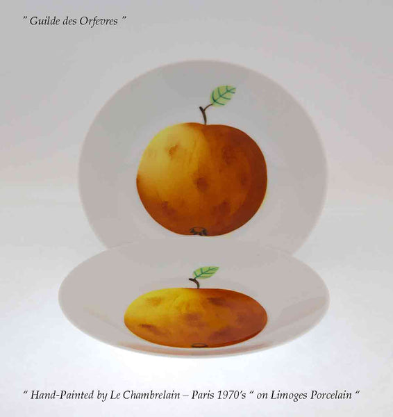 Pair of Hand-Painted Dessert Plates, Apple