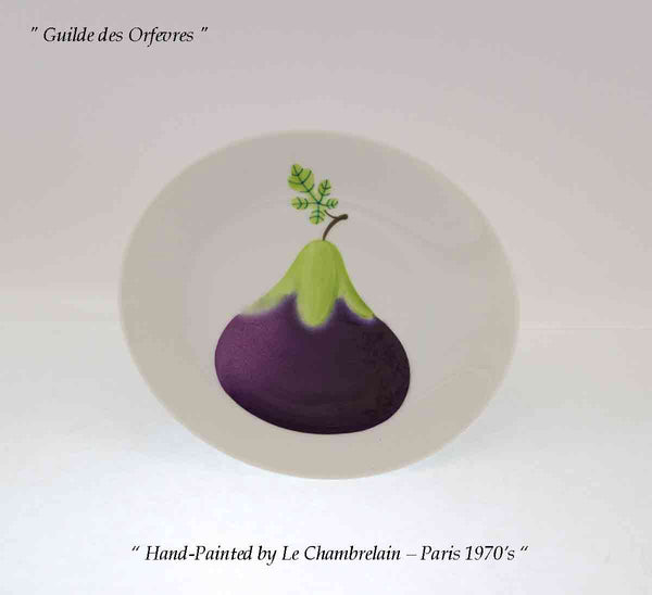 Hand-Painted Dessert Plate, Egg Plant