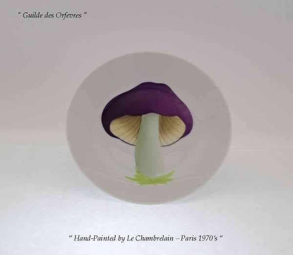 Hand-Painted Dessert Plate, Mushroom