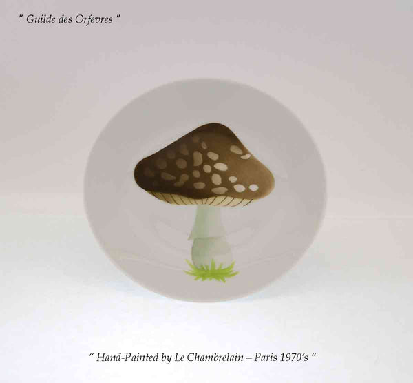 Hand-Painted Dessert Plate, Mushroom