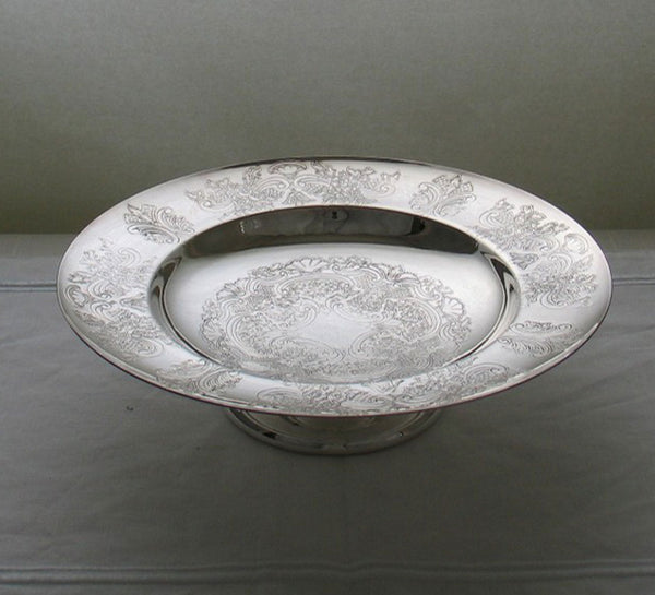 Silver Fruit Dish Round 9” Embossed