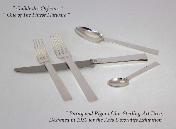 Sterling Silver 5-pc Place-Setting, Valenciennes-Art Deco