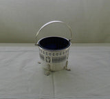 Silver Sugar Basket Pierced w/Blue Lining