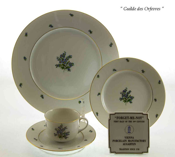 4-piece Place-Setting, Forget-me-not, Hand-Painted by Augarten