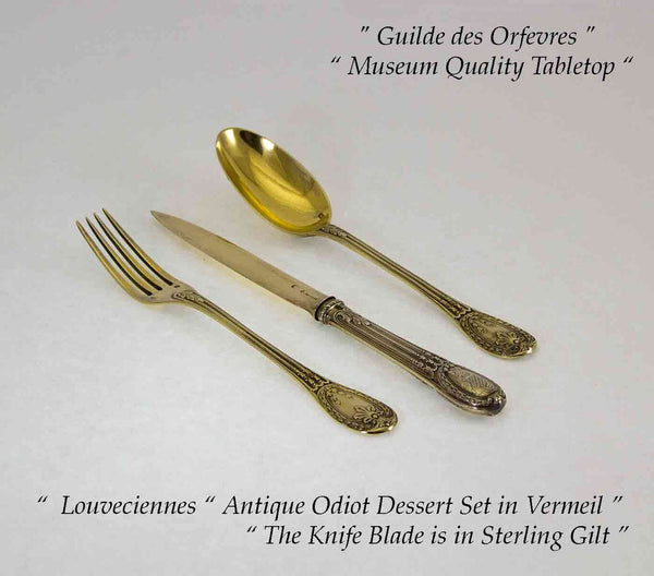 Sterling Silver Gilt 3-pc Dessert-Setting, Louveciennes