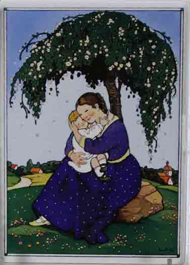 Collectors Porcelain Post Card  Mother and Child