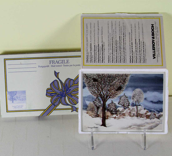 Collectors Porcelain Post Card Winter Village, Designed by Amerei Fechner