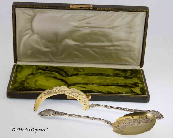 Graceful Sterling Partly Gilt Ice Cream Serving Set