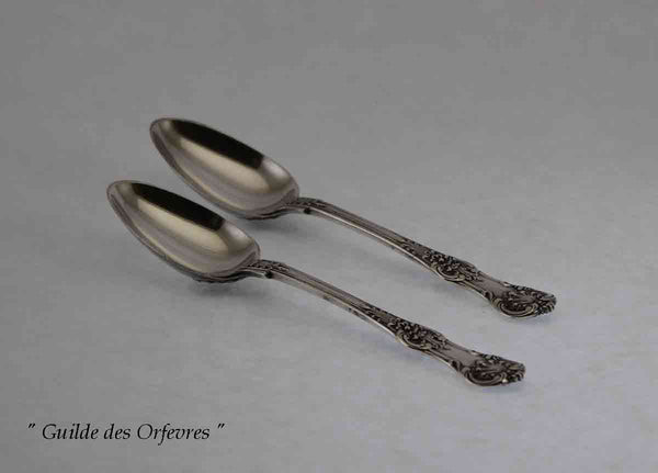 Antique Sterling Silver Pair of Queen Coffee Spoons