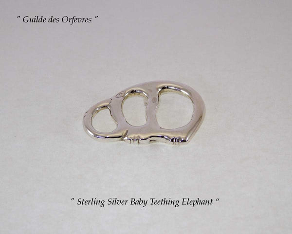 Sterling Silver Baby Teething Elephant.