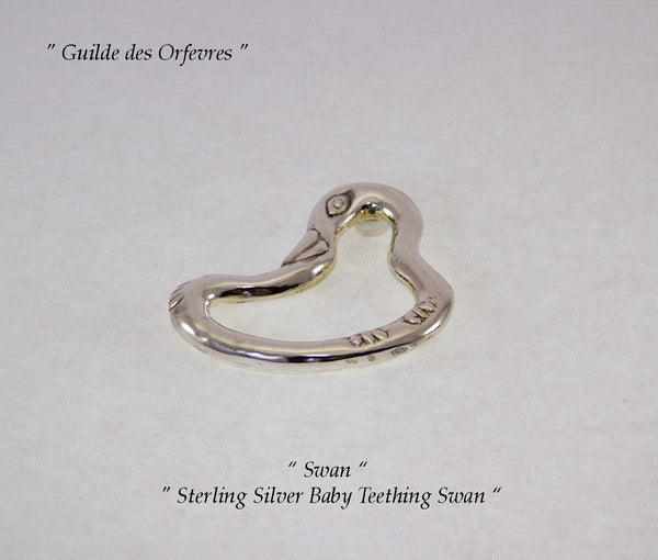 Sterling Silver Baby Teething Swan.