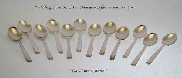 Elegant Set of 12 Sterling Silver Mokka Spoons