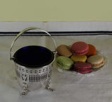 Silver Sugar Basket Pierced w/Blue Lining