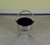 Silver Sugar Basket Pierced w/Blue Lining